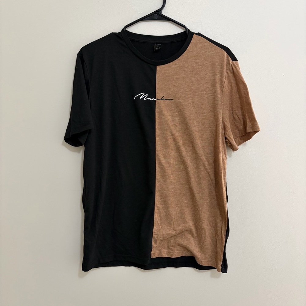 SHEIN Black and Tan Short Sleeve Tee